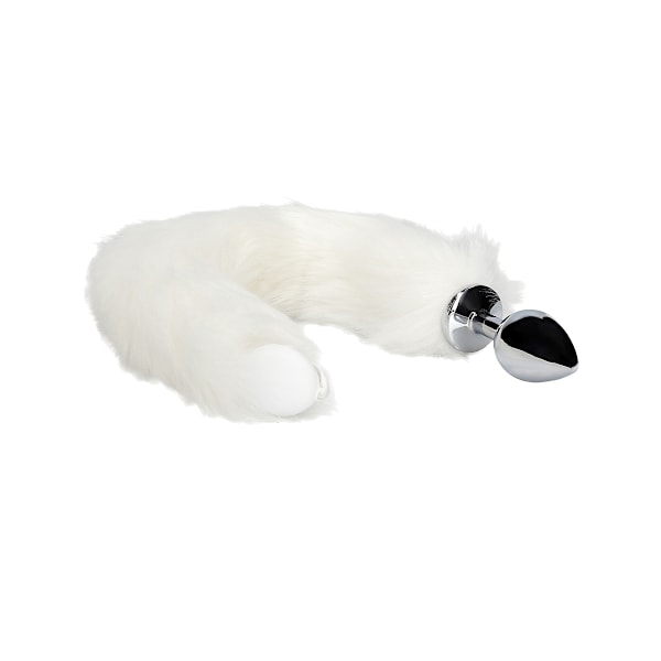 Ouch!: Light-up Fox Tail with Metal Butt Plug Silver, Vit