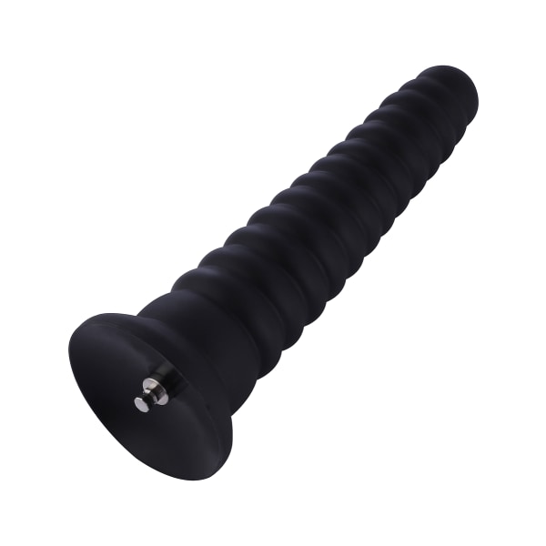 Hismith: KlicLok Ribbed Silicone Anal Dildo, 25 cm Svart