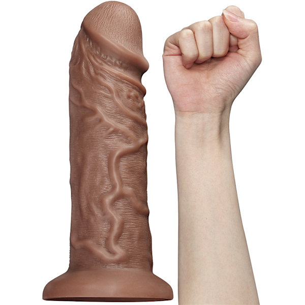 LoveToy: King-Sized Realistic Chubby Vibrating Dildo, 25 cm Mörk hudfärg