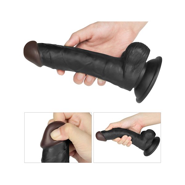 LoveToy: Vibrating Easy StrapOn Set, 20 cm Mörk hudfärg, Svart