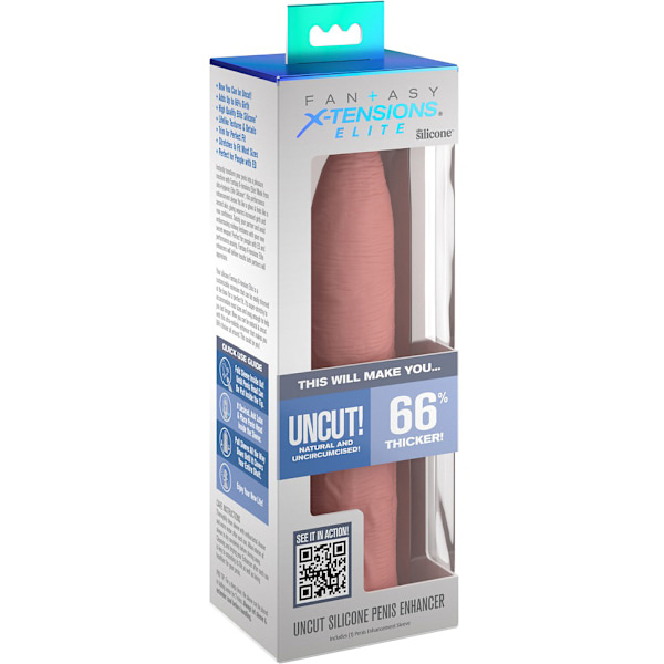 Fantasy X-Tensions Elite: Uncut Silicone Penis Enhancer, ljus Ljus hudfärg