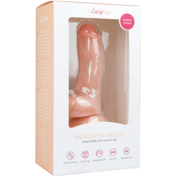 EasyToys: Realistinen dildo imukupilla, 15 cm, vaalea Ljus hudfärg