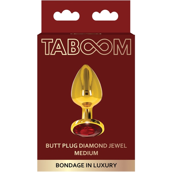 Taboom Luxury: Butt Plug Diamond Jewel, medium Guld, Röd