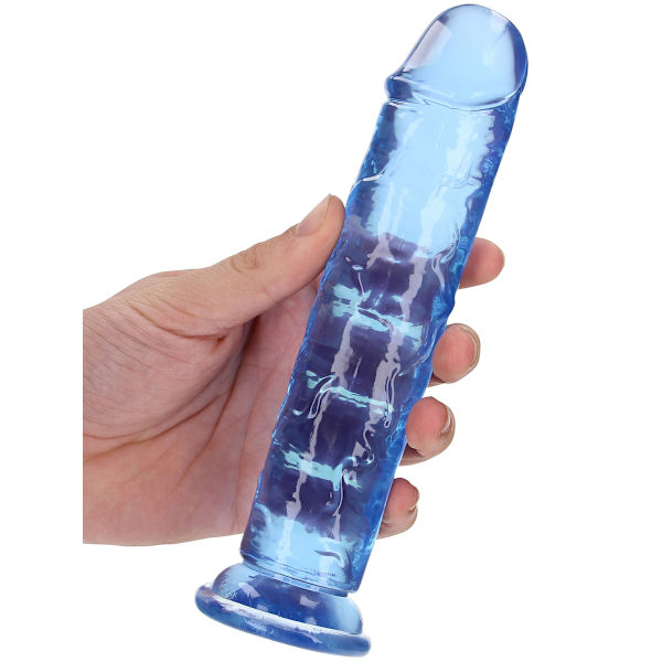RealRock: Crystal Clear Straight Realistic Dildo, 18 cm Blå