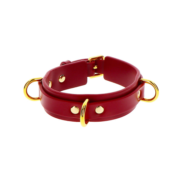 Taboom Luxury: D-Ring Collar Deluxe Guld, Röd