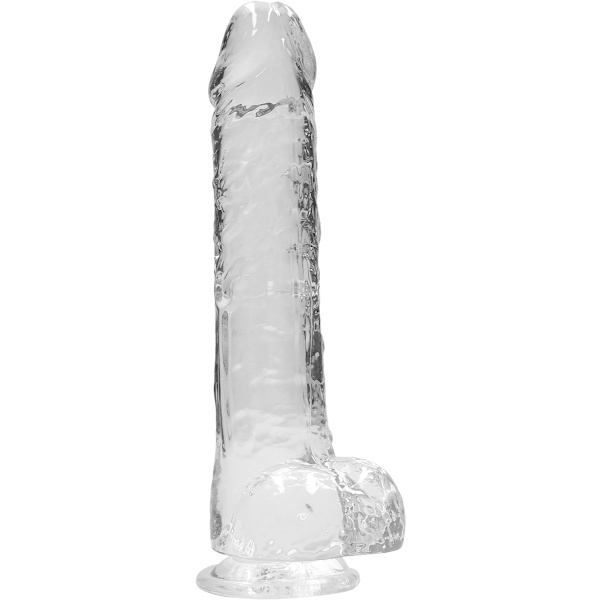 RealRock: Crystal Clear Realistic Dildo, Transparent 22 cm