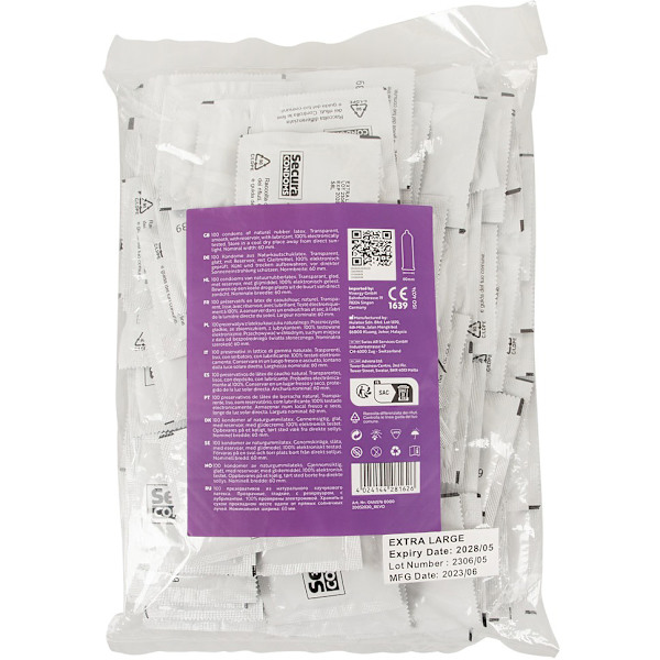 Secura: Extra Large, Kondomer, 100-pack Transparent