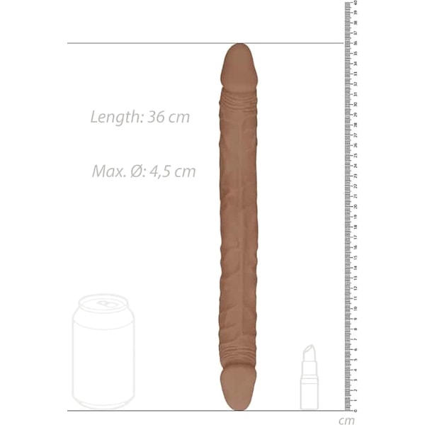 RealRock Skin: Double Dong, 36 cm, brun Brun