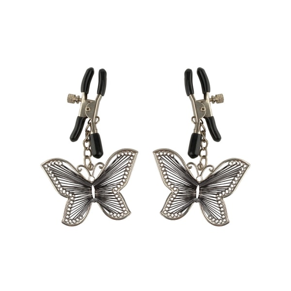 Pipedream Fetish Fantasy: Butterfly Nipple Clamps Silver, Svart