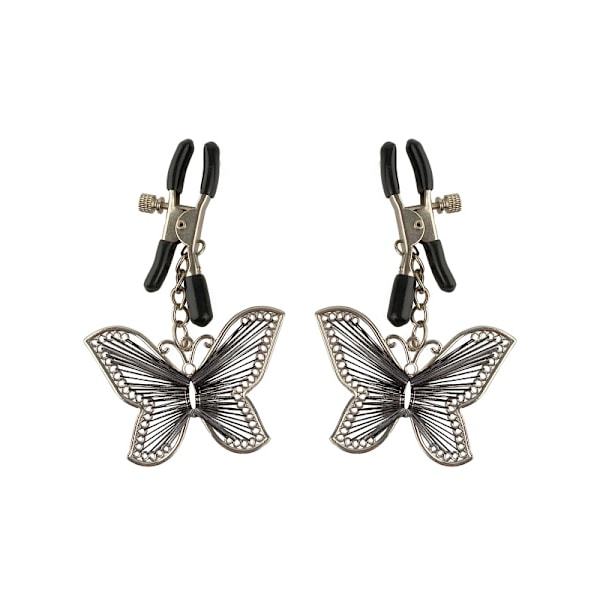 Pipedream Fetish Fantasy: Butterfly Nipple Clamps Silver, Svart