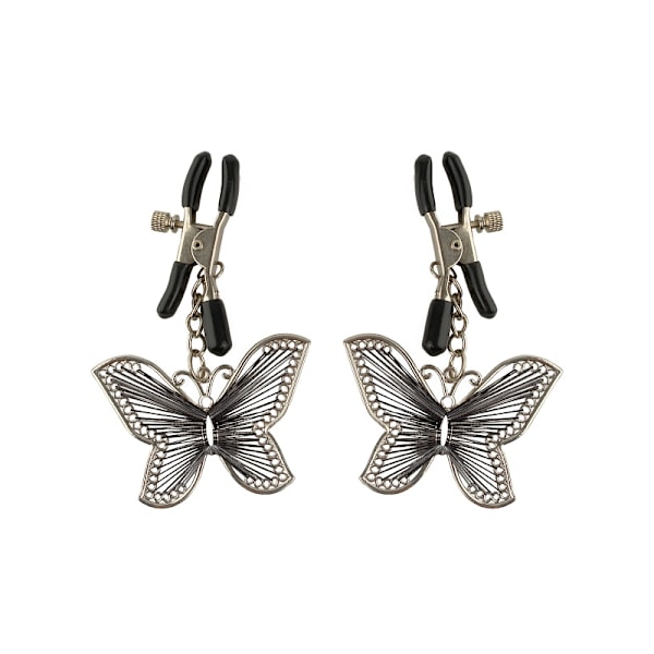 Pipedream Fetish Fantasy: Butterfly Nipple Clamps Silver, Svart