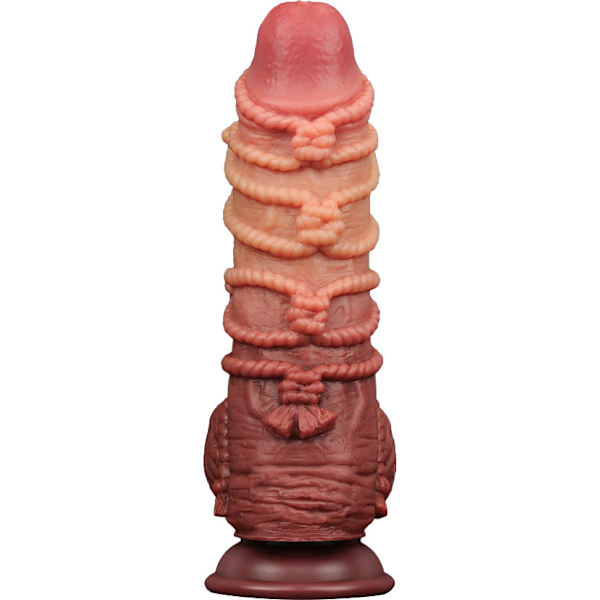 LoveToy: Dual-layered Silicone Cock with Rope, 24 cm Ljus hudfärg, Mörk hudfärg