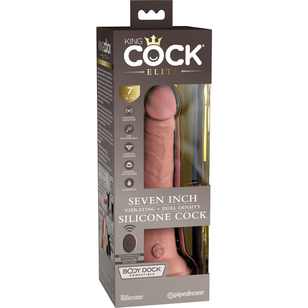 King Cock Elite: Dual Density Silicone Vibrating Cock Ljus hudfärg 21 cm