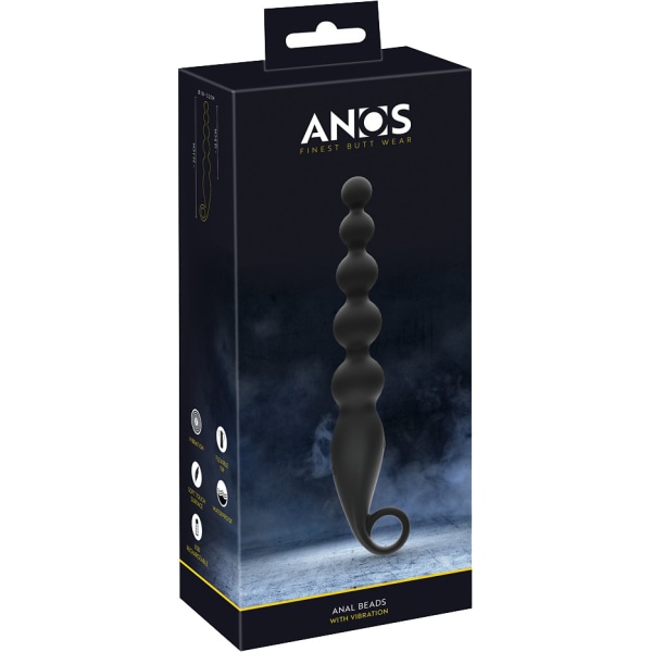 Anos: Anal Beads with Vibration Svart