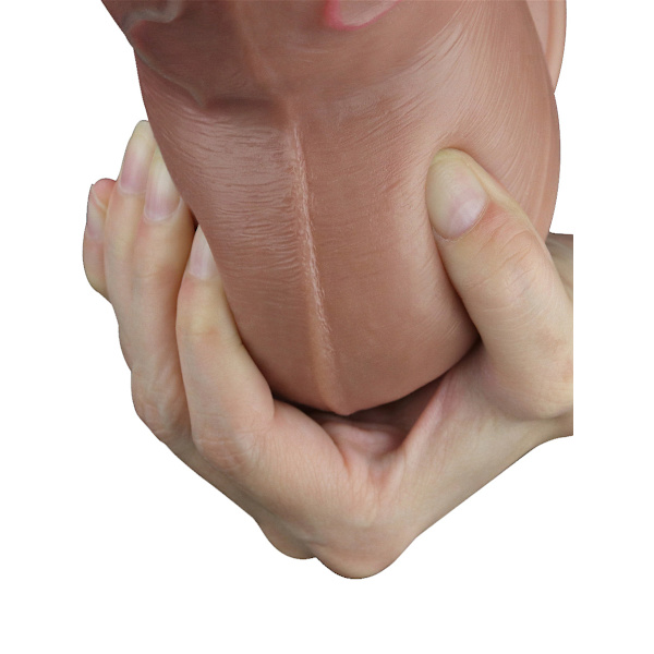 LoveToy: Dual-Layered Silicone Cock, 18 cm, mörk Mörk hudfärg