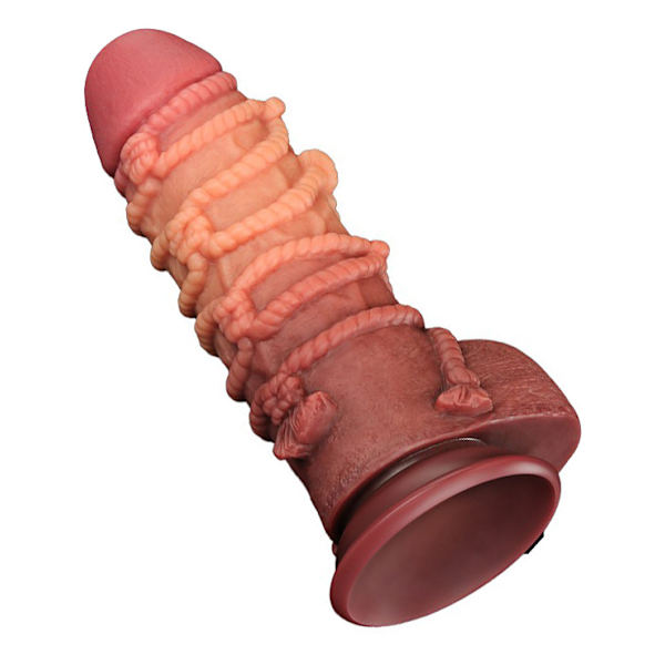 LoveToy: Dual-layered Silicone Cock with Rope, 24.5 cm Ljus hudfärg, Mörk hudfärg