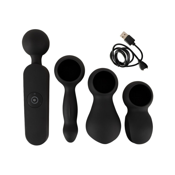 Couples Choice: Wand Vibrator with 3 attachments Svart