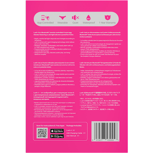 Lovense: Lush 4, Bluetooth G Spot Egg Vibrator Rosa