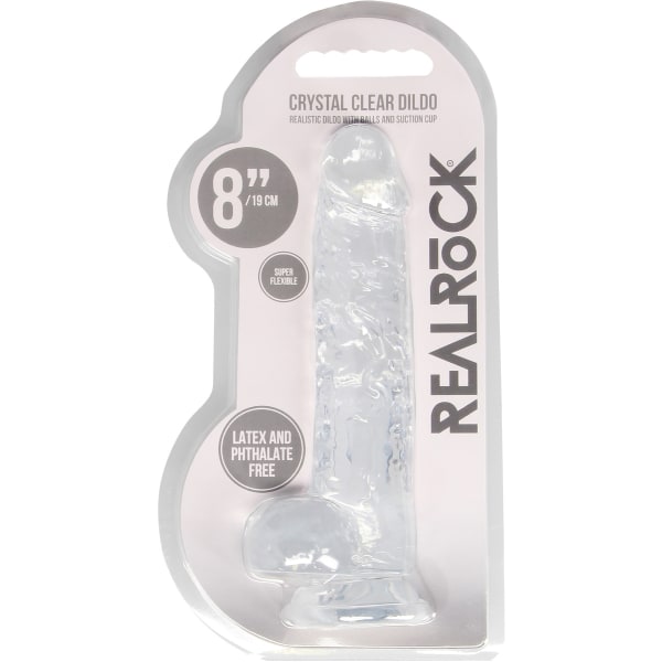 RealRock: Crystal Clear Realistic Dildo, 19 cm Transparent