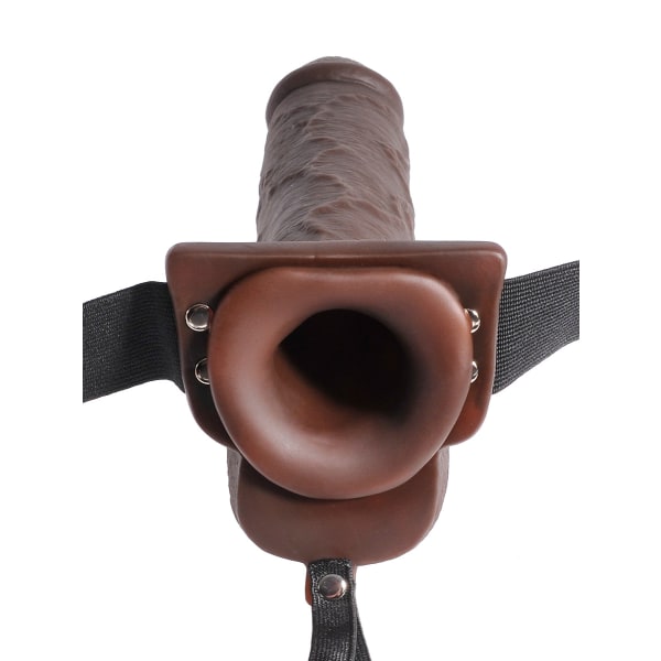 Pipedream: Hollow Squirting Strap-on with Balls Mörk hudfärg 9 inch