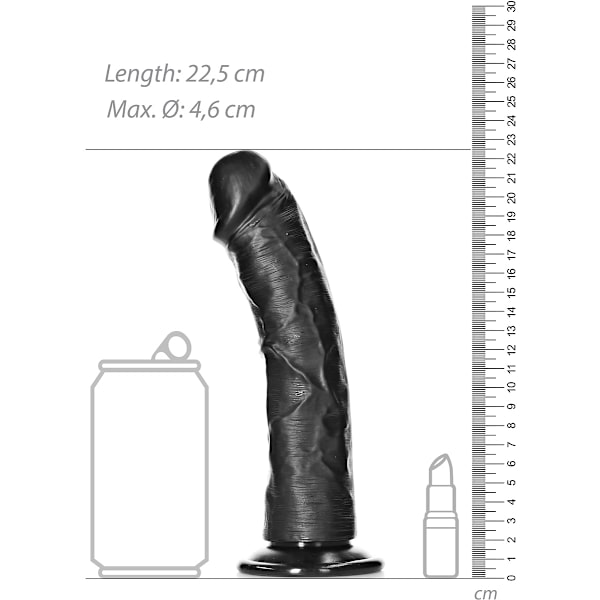 RealRock: Curved Realistic Dildo, 20.5 cm Svart