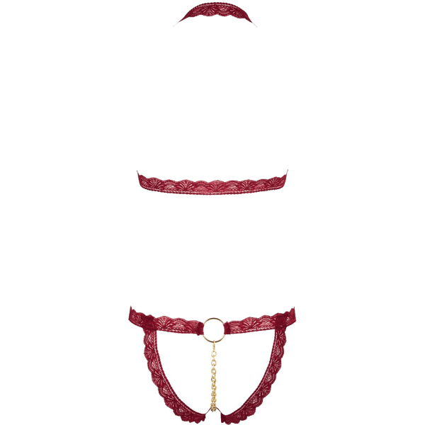 Cottelli Lingerie: Bra-set with elastic lace-straps, red, S/M Röd S/M