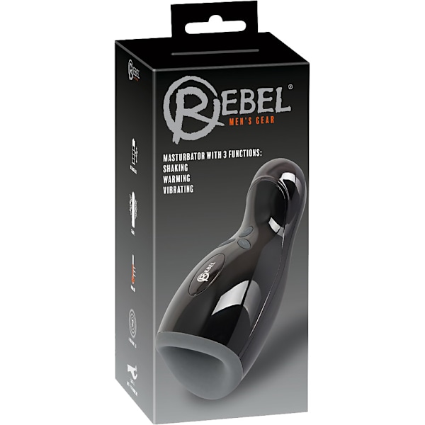 Rebel: Shaking, Warming & Vibrating Masturbator Svart