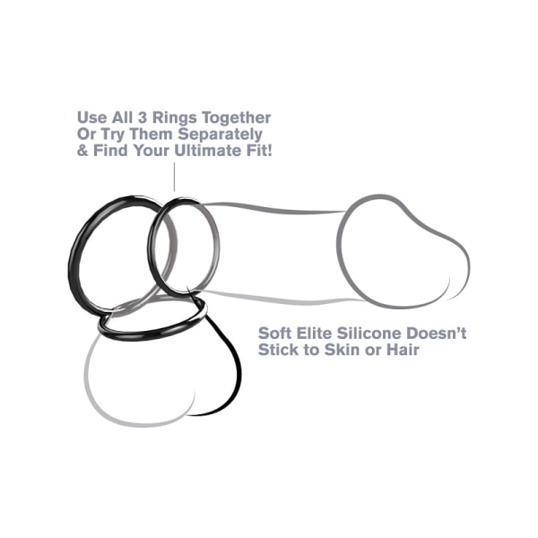 Pipedream C-Ringz: Silicone 3-Ring Stamina Set Svart