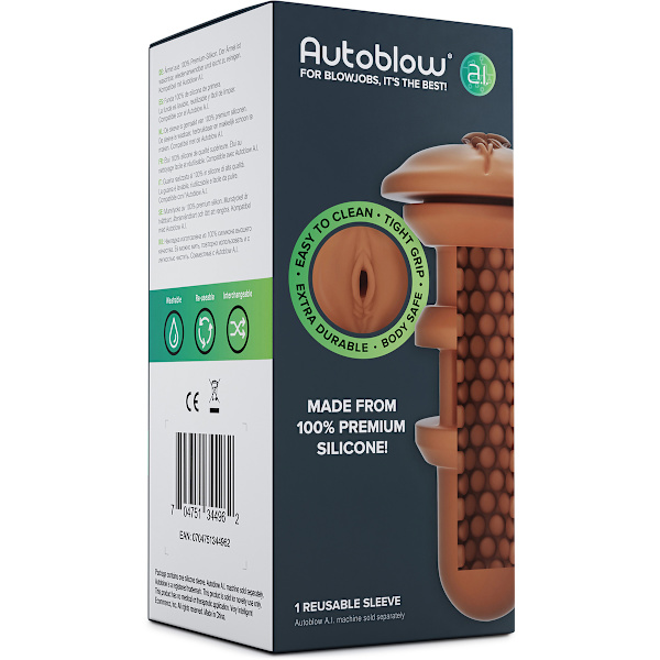 Autoblow A.I: Silicone Vagina Sleeve, mörk Mörk hudfärg