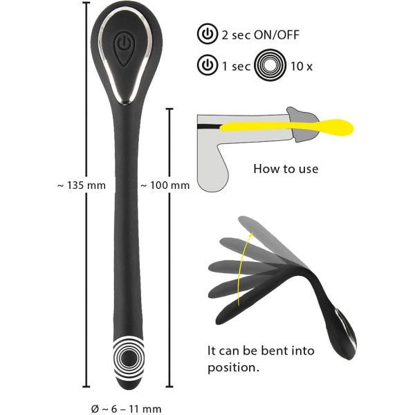 PenisPlug: Vibrating Bendable Dilator Svart
