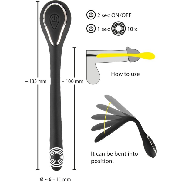 PenisPlug: Vibrerende bøjelig dilatator Svart