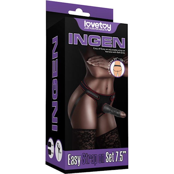 LoveToy: Easy StrapOn Set, 19 cm Mörk hudfärg, Svart