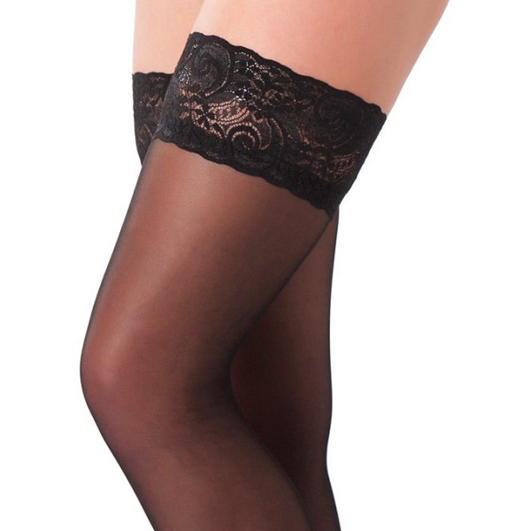 Amorable by Rimba: Stay-Ups Stockings, black, One Size Svart one size