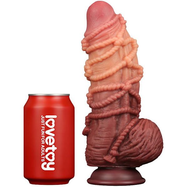LoveToy: Dual-layered Silicone Cock with Rope, 24 cm Ljus hudfärg, Mörk hudfärg