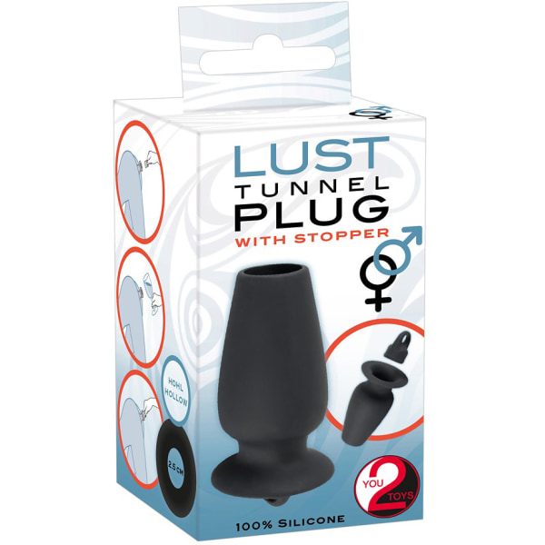 You2Toys: Lust Tunnel Plug with Stopper Svart