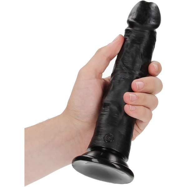 RealRock: Curved Realistic Dildo, 20.5 cm Svart