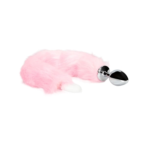 Ouch!: Light-up Fox Tail with Metal Butt Plug Rosa, Silver