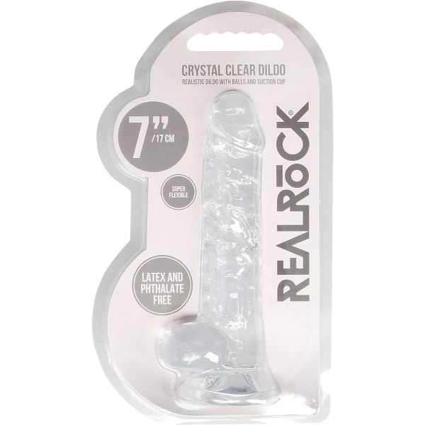 RealRock: Crystal Clear Realistic Dildo, Transparent 17 cm