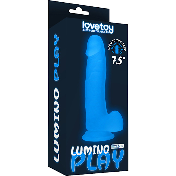 LoveToy: Lumino Play, Självlysande Dildo, 19 cm Självlysande, Transparent