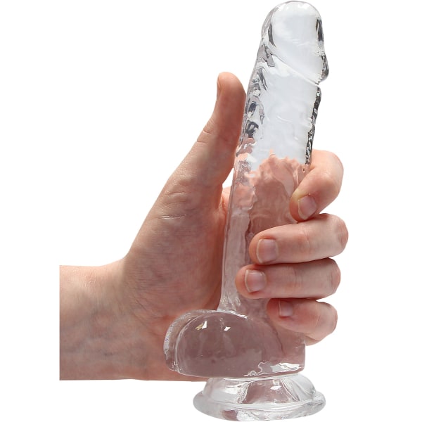RealRock: Crystal Clear Realistic Dildo, Transparent 17 cm