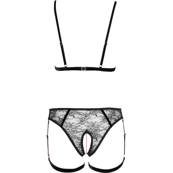 Cottelli Lingerie: BH-set med remmar och kedjor Svart XL