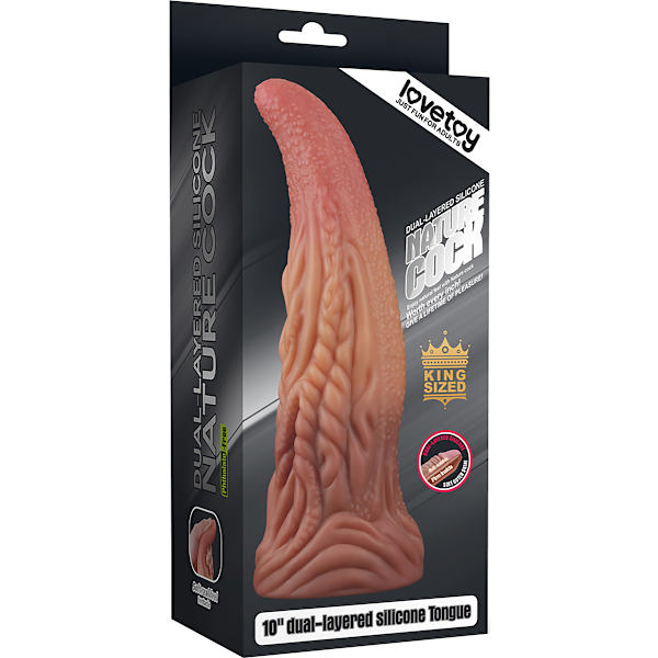 LoveToy: Dual-Layered Silicone Tongue, 25 cm Ljus hudfärg