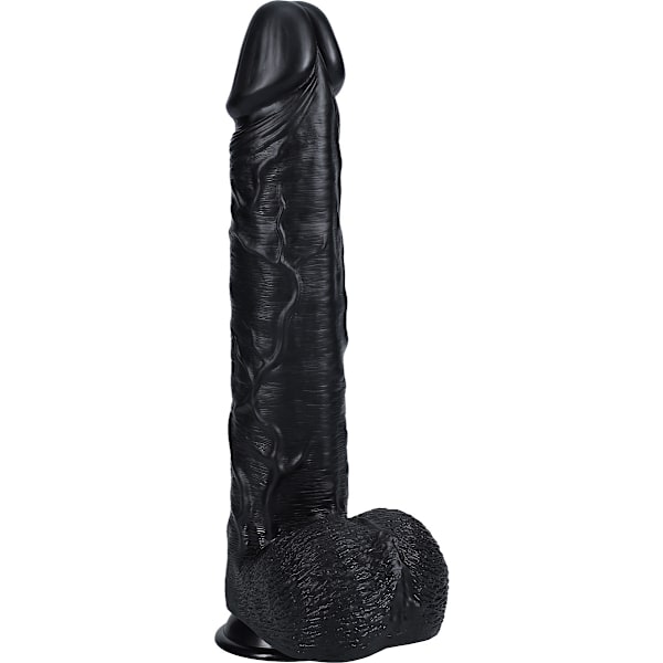 RealRock: Extra Long Realistic Dildo, 38 cm, svart Svart