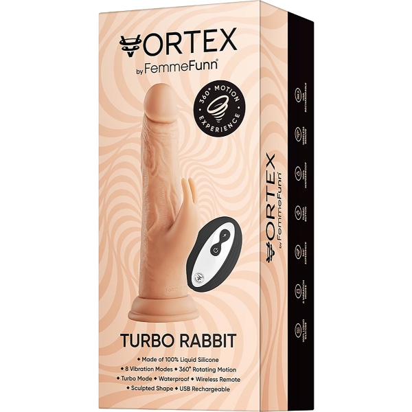 Femmefunn: Turbo Rabbit, Rotating Rabbit Vibrator with Remote Ljus hudfärg