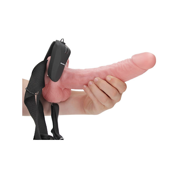 RealRock: Vibrating Hollow Strap-on, 23 cm, ljus Ljus hudfärg