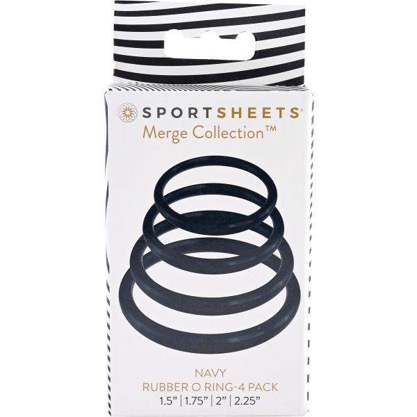 Sportsheets Merge: Navy Rubber O Ring, 4-pack Blå