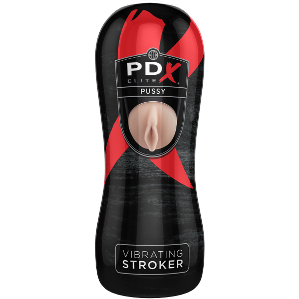 Pipedream PDX Elite: Vibrating Stroker, Pussy Ljus hudfärg, Svart