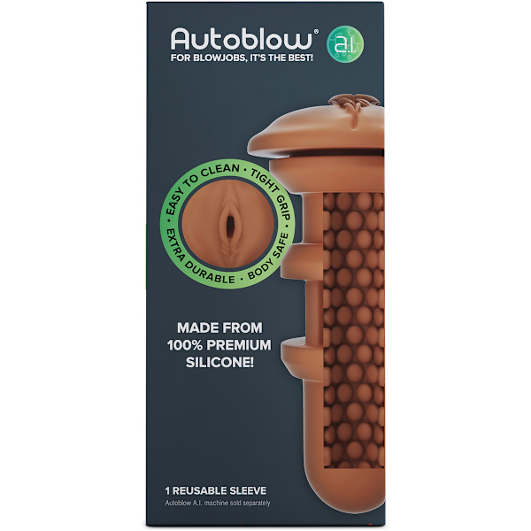 Autoblow A.I: Silicone Vagina Sleeve, mörk Mörk hudfärg