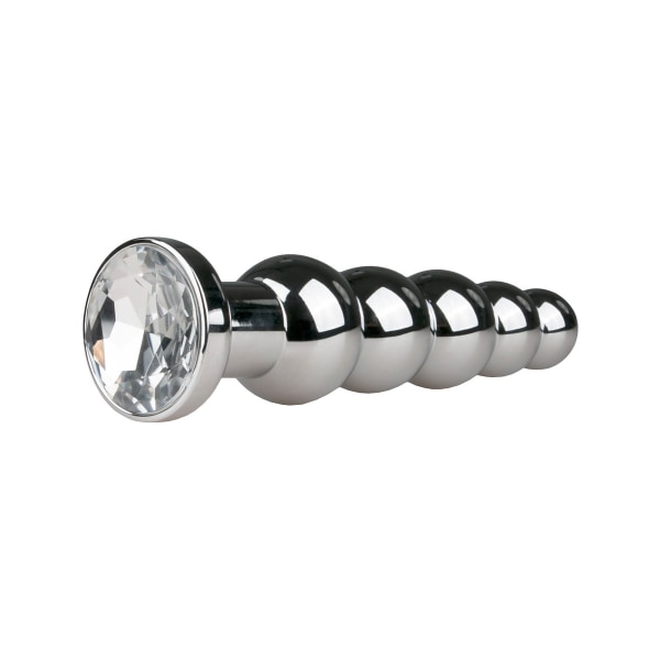 EasyToys: Metal Butt Plug nr. 14 med krystal, sølv/klar Silver, Transparent