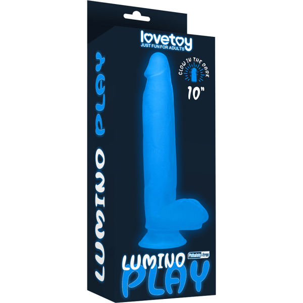 LoveToy: Lumino Play, Självlysande Dildo, 26 cm Självlysande, Transparent